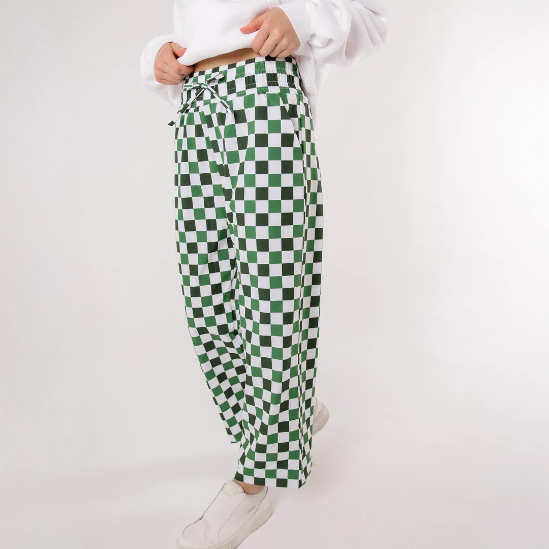 Audrey Wide Leg Pants, Check Mate