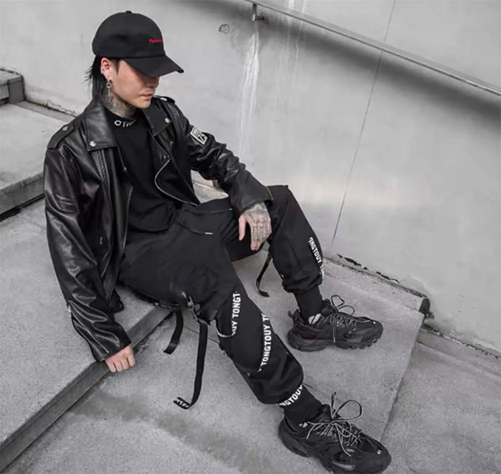 DUDHUH Cargo Pants for Men Techwear Hip Hop Harem Pants Streetwear Fashion Mens Tactical Track Jogger Pants