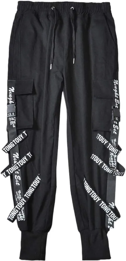 DUDHUH Cargo Pants for Men Techwear Hip Hop Harem Pants Streetwear Fashion Mens Tactical Track Jogger Pants