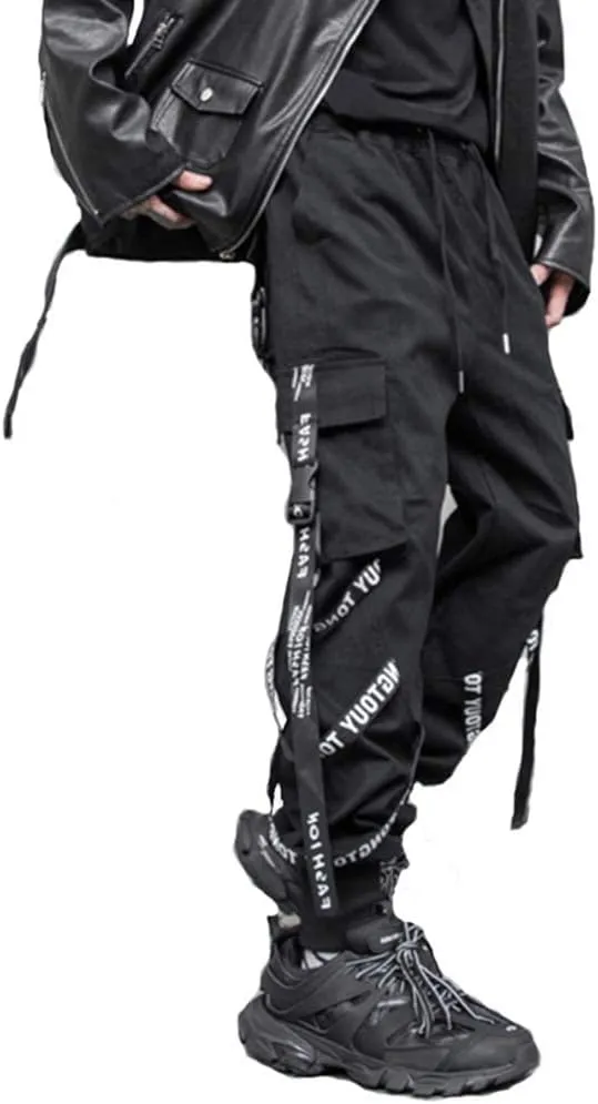 DUDHUH Cargo Pants for Men Techwear Hip Hop Harem Pants Streetwear Fashion Mens Tactical Track Jogger Pants
