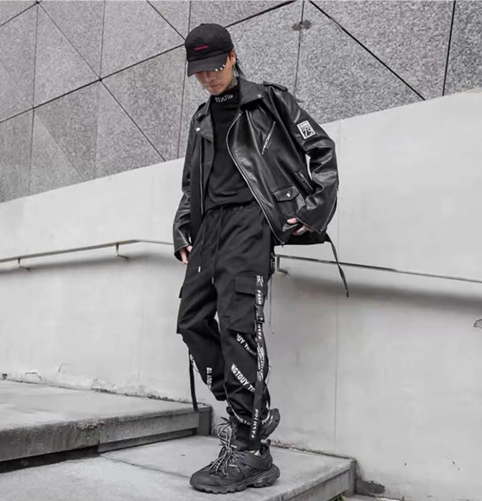 DUDHUH Cargo Pants for Men Techwear Hip Hop Harem Pants Streetwear Fashion Mens Tactical Track Jogger Pants