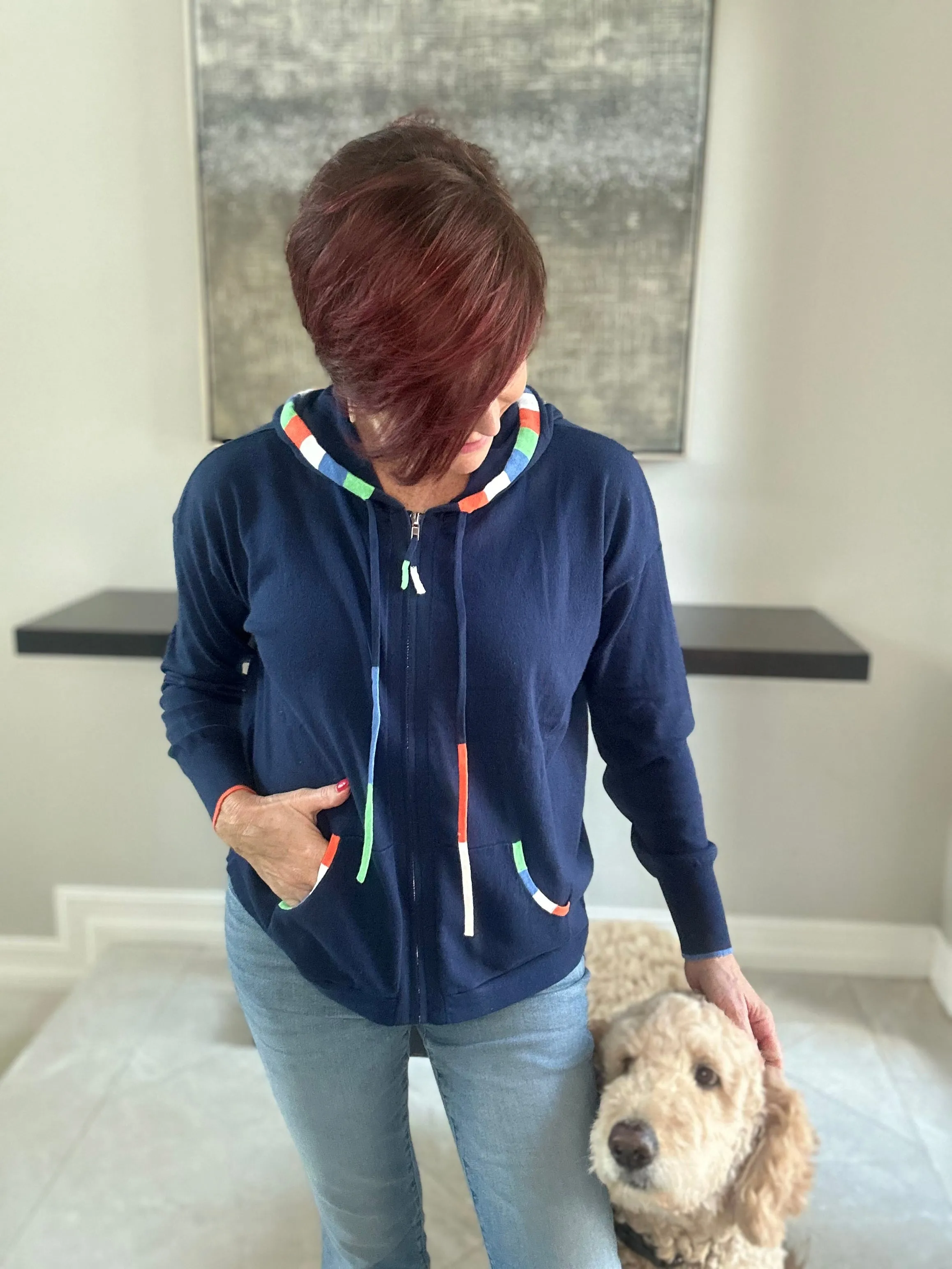 Instarsia Trim Hoodie