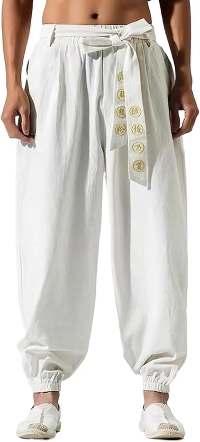 Japanese Casual Kimono Pants Loose Trousers Japan Men Traditional Harem Pants Male Embroidered Jogging Pants