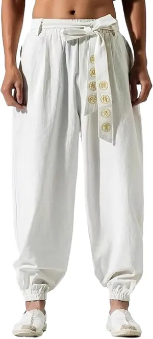 Japanese Casual Kimono Pants Loose Trousers Japan Men Traditional Harem Pants Male Embroidered Jogging Pants