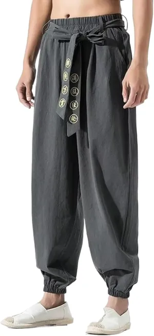 Japanese Casual Kimono Pants Loose Trousers Japan Men Traditional Harem Pants Male Embroidered Jogging Pants