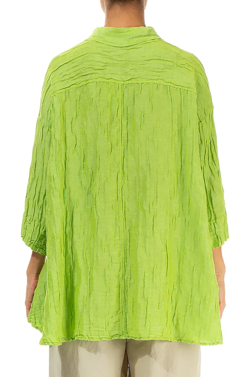 Loose Crinkled Lime Silk Linen Shirt