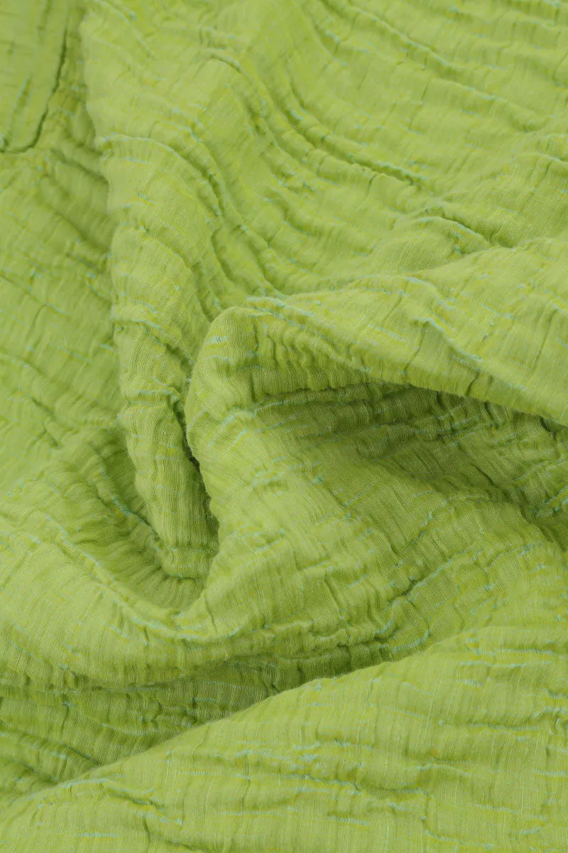 Loose Crinkled Lime Silk Linen Shirt