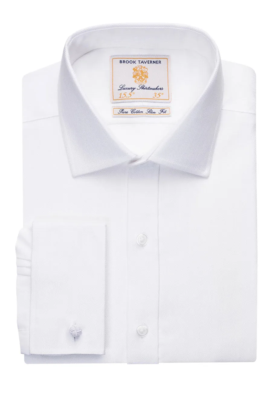 Men's Long Sleeve Slim Fit Shirt Cotton Herringbone - Prato