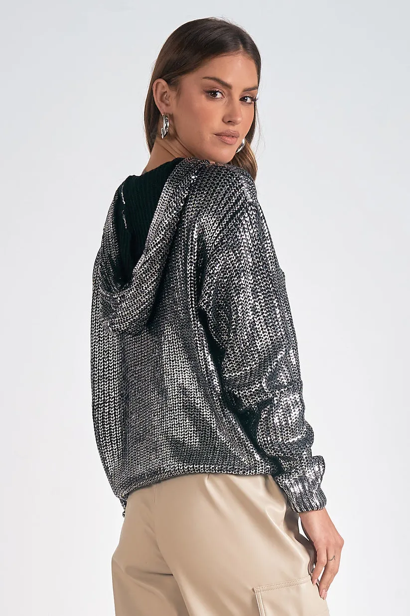 Metallic Sweater Hoodie