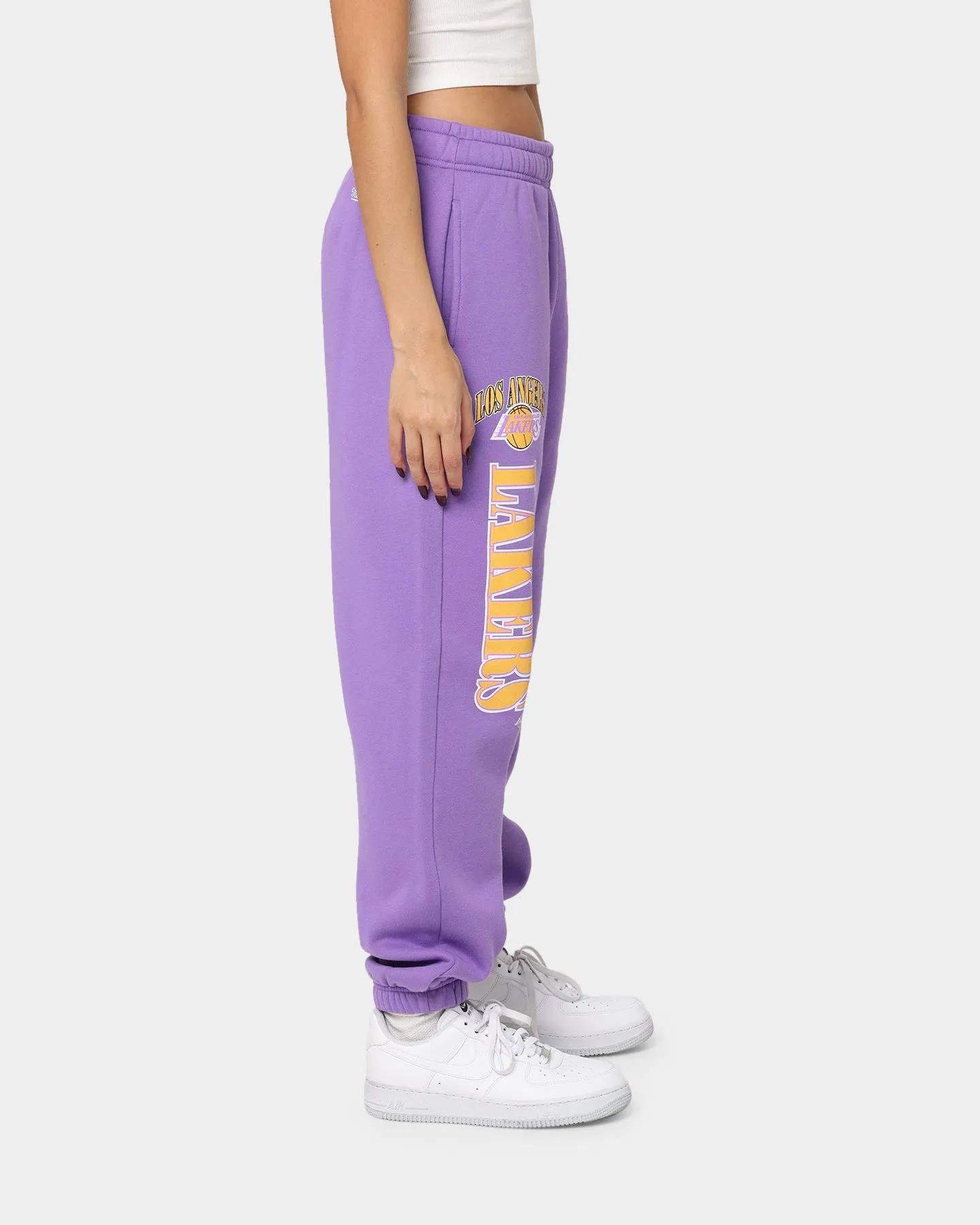 Mitchell & Ness Women's Los Angeles Lakers Arched Logo Sweat Pants Faded Purple