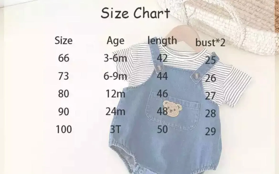 Teddy Baby Denim Overalls & T-Shirt Set