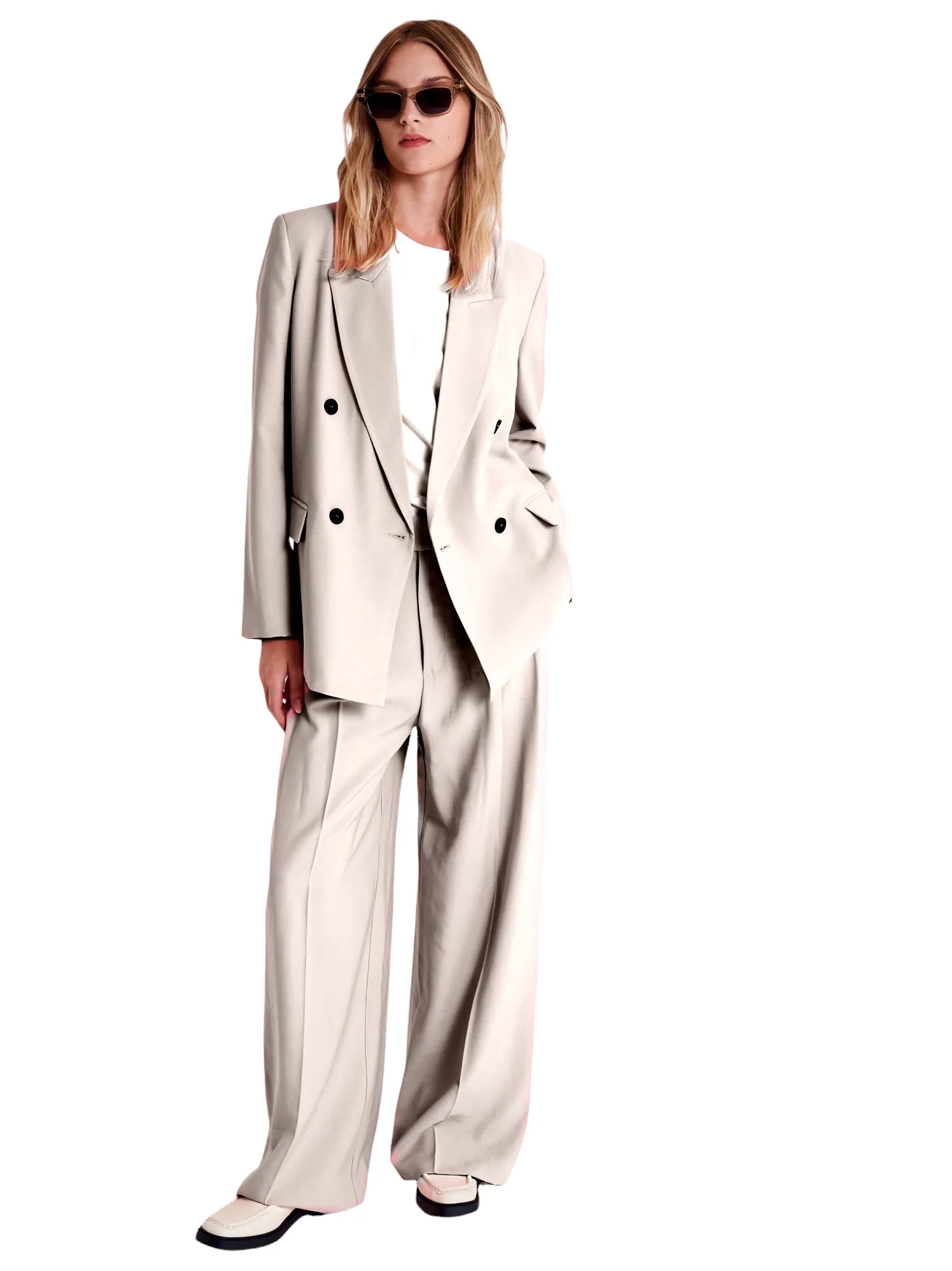 Vicolo cream long flowing outer pants