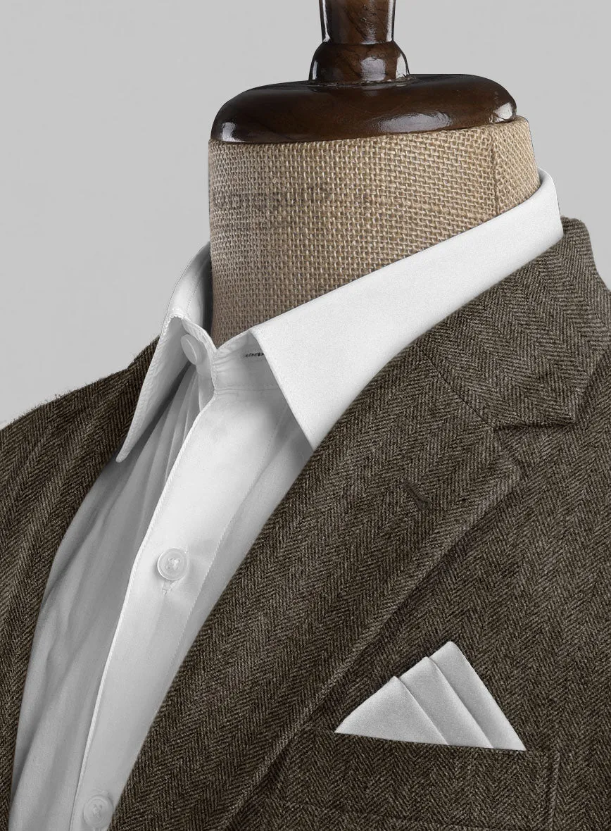 Vintage Dark Brown Herringbone Tweed Jacket