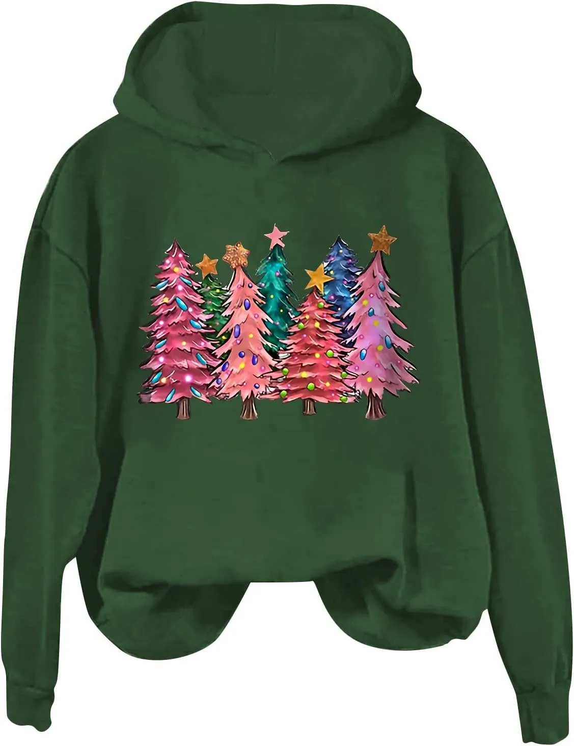 Womens Christmas Hoodies Printed Casual Hoodie Crew Neck Pullover Fun Christmas Shirt Gift Xmas Vacation Graphic